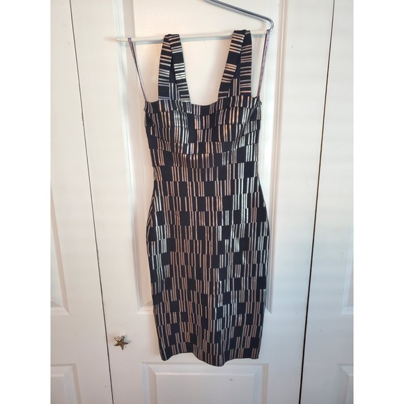 Herve Leger black/silver bodycon/bandage Sheath Dress Size XS Retail $990